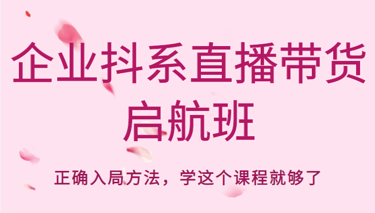 企业抖系直播带货启航班，正确入局方法，学这个课程就够了网创库-网创项目资源站-副业项目-创业项目-搞钱项目网创库