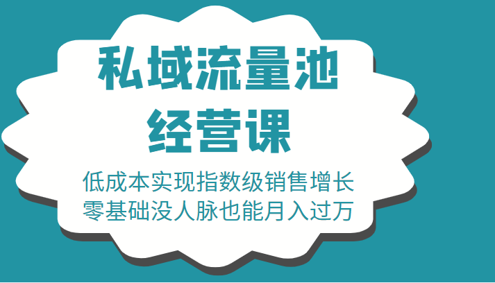 16堂私域流量池经营课：低成本实现指数级销售增长，零基础没人脉也能月入过万网创库-网创项目资源站-副业项目-创业项目-搞钱项目网创库