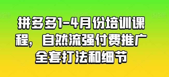 拼多多1-4月份培训课程，自然流强付费推广全套打法和细节网创库-网创项目资源站-副业项目-创业项目-搞钱项目网创库
