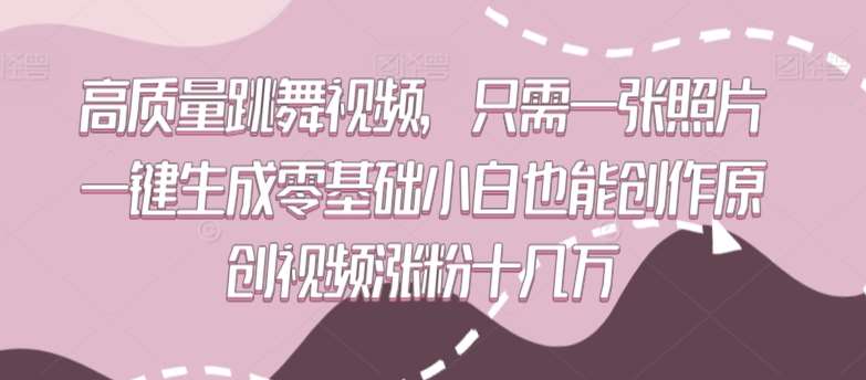 高质量跳舞视频,只需一张照片一键生成零基础小白也能创作原创视频涨粉十几万【揭秘】网创库-网创项目资源站-副业项目-创业项目-搞钱项目网创库