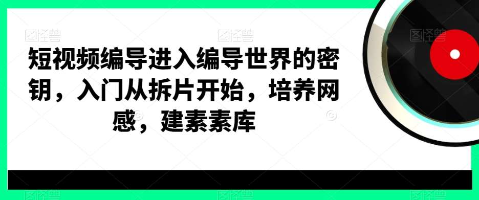 短视频编导进入编导世界的密钥，入门从拆片开始，培养网感，建素素库网创库-网创项目资源站-副业项目-创业项目-搞钱项目网创库