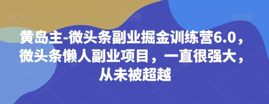 黄岛主-微头条副业掘金训练营6.0，微头条懒人副业项目，一直很强大，从未被超越网创库-网创项目资源站-副业项目-创业项目-搞钱项目网创库