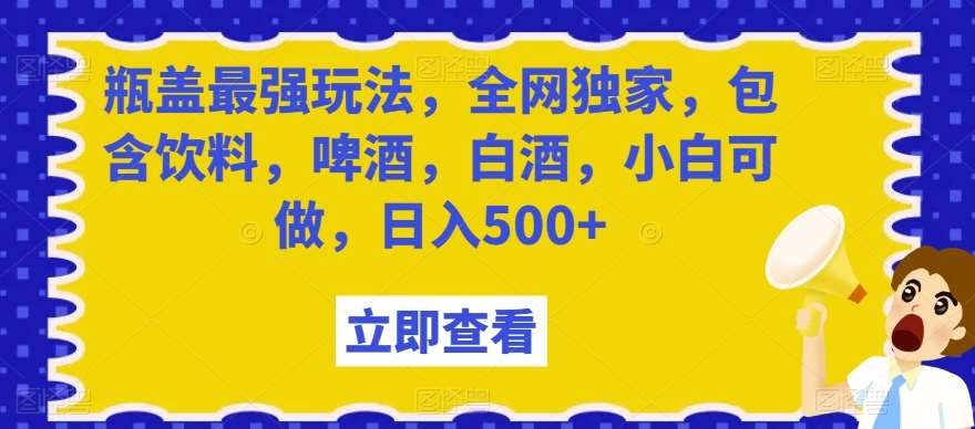 瓶盖最强玩法,全网独家,包含饮料,啤酒,白酒,小白可做,日入500+【揭秘】网创库-网创项目资源站-副业项目-创业项目-搞钱项目网创库