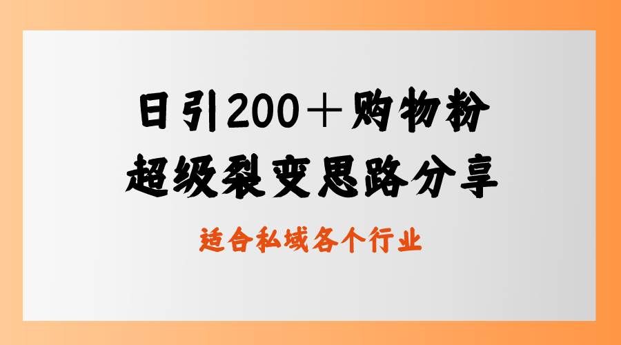 （8593期）日引200＋购物粉，超级裂变思路，私域卖货新玩法网创库-网创项目资源站-副业项目-创业项目-搞钱项目网创库