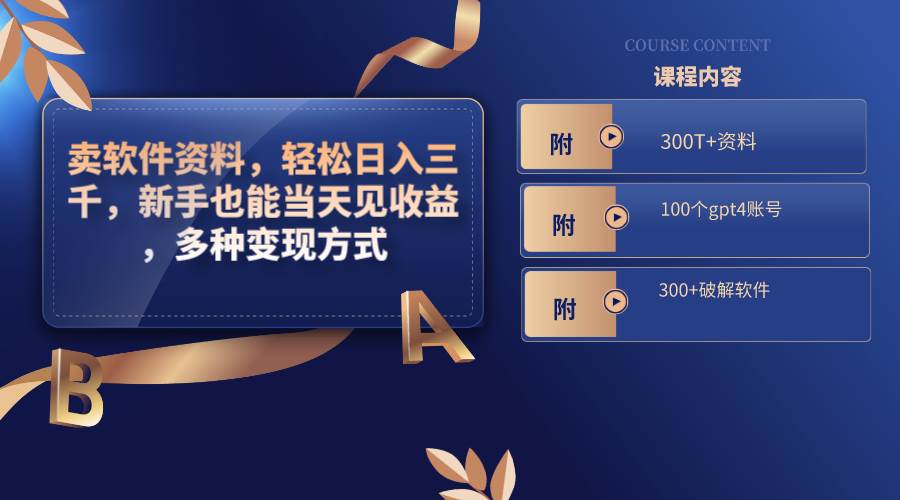 （8582期）卖软件资料，轻松日入三千，新手也能当天见收益，多种变现方式，（附300…网创库-网创项目资源站-副业项目-创业项目-搞钱项目网创库