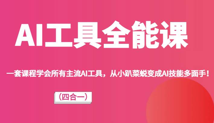 AI工具全能课（四合一）一套课程学会所有主流AI工具，从小趴菜蜕变成AI技能多面手！网创库-网创项目资源站-副业项目-创业项目-搞钱项目网创库