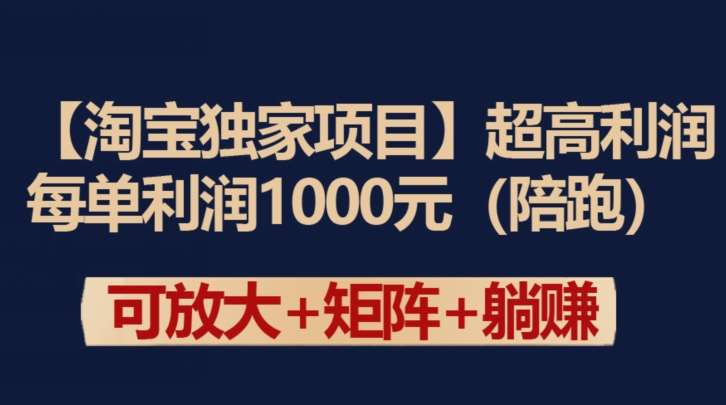 【淘宝独家项目】超高利润：每单利润1000元【揭秘】网创库-网创项目资源站-副业项目-创业项目-搞钱项目网创库