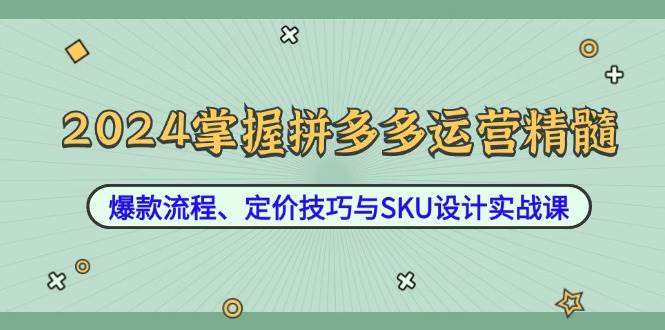 （12703期）2024掌握拼多多运营精髓：爆款流程、定价技巧与SKU设计实战课网创库-网创项目资源站-副业项目-创业项目-搞钱项目网创库