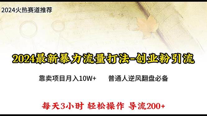 (10151期)2024年最新暴力流量打法,每日导入300+,靠卖项目月入10W+网创库-网创项目资源站-副业项目-创业项目-搞钱项目网创库