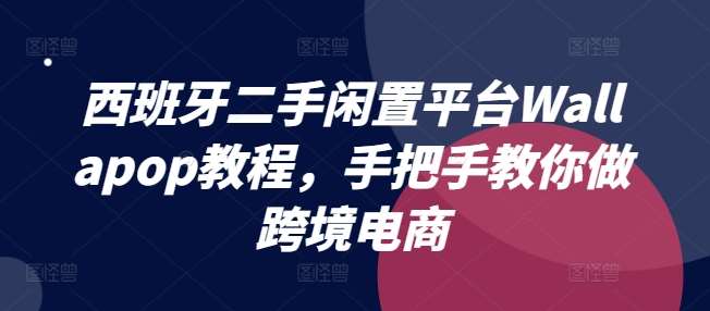 西班牙二手闲置平台Wallapop教程，手把手教你做跨境电商网创库-网创项目资源站-副业项目-创业项目-搞钱项目网创库