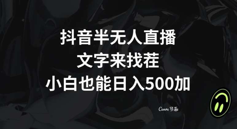 抖音半无人直播，文字来找茬小游戏，每天收益500+【揭秘】网创库-网创项目资源站-副业项目-创业项目-搞钱项目网创库