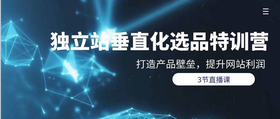 （9925期）独立站-垂直化选品训练营，打造产品壁垒，提升网站利润（3节直播课）网创库-网创项目资源站-副业项目-创业项目-搞钱项目网创库
