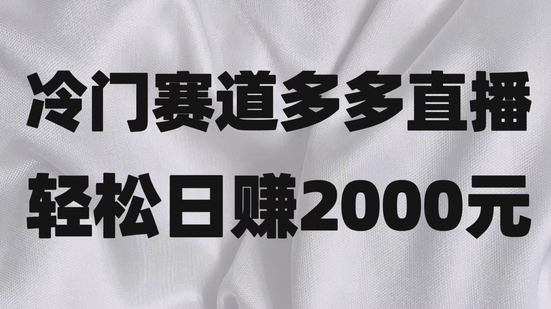 冷门赛道拼多多直播项目,简单念稿子,日收益2000+网创库-网创项目资源站-副业项目-创业项目-搞钱项目网创库