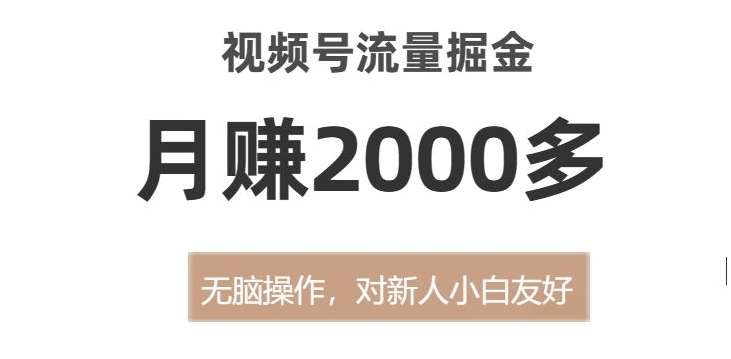 视频号流量掘金，无脑操作，对新人小白友好，月赚2000多【揭秘】网创库-网创项目资源站-副业项目-创业项目-搞钱项目网创库