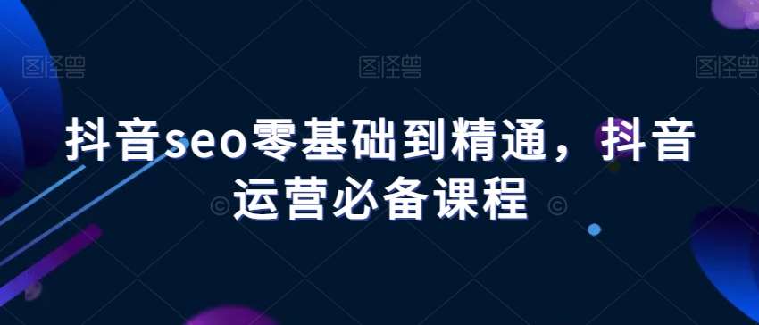 抖音seo零基础到精通，抖音运营必备课程网创库-网创项目资源站-副业项目-创业项目-搞钱项目网创库
