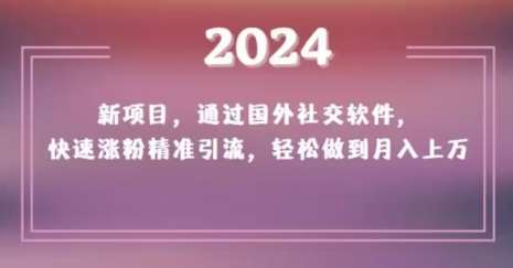 2024新项目，通过国外社交软件，快速涨粉精准引流，轻松做到月入上万【揭秘】网创库-网创项目资源站-副业项目-创业项目-搞钱项目网创库