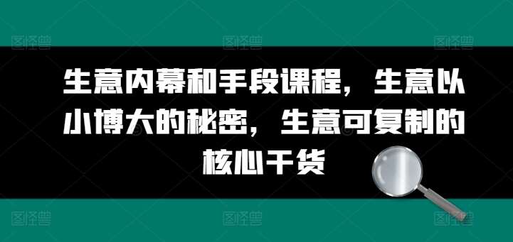 生意内幕和手段课程，生意以小博大的秘密，生意可复制的核心干货网创库-网创项目资源站-副业项目-创业项目-搞钱项目网创库