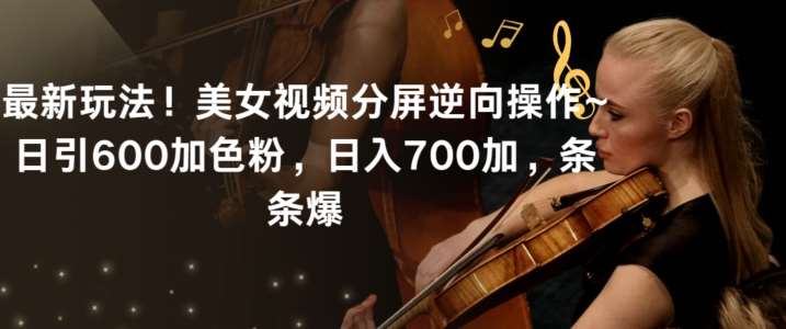 最新玩法！美女视频分屏逆向操作~日引600加色粉，日入700加，条条爆【揭秘】网创库-网创项目资源站-副业项目-创业项目-搞钱项目网创库