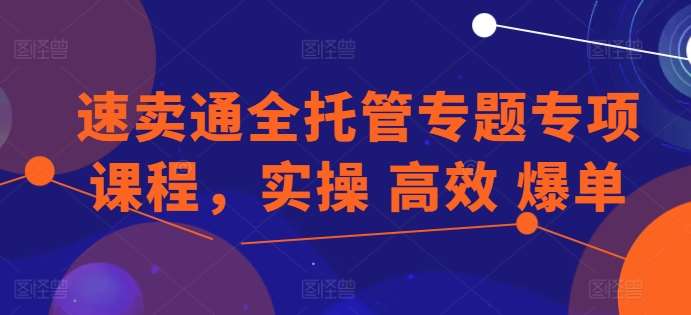 速卖通全托管专题专项课程，实操 高效 爆单网创库-网创项目资源站-副业项目-创业项目-搞钱项目网创库