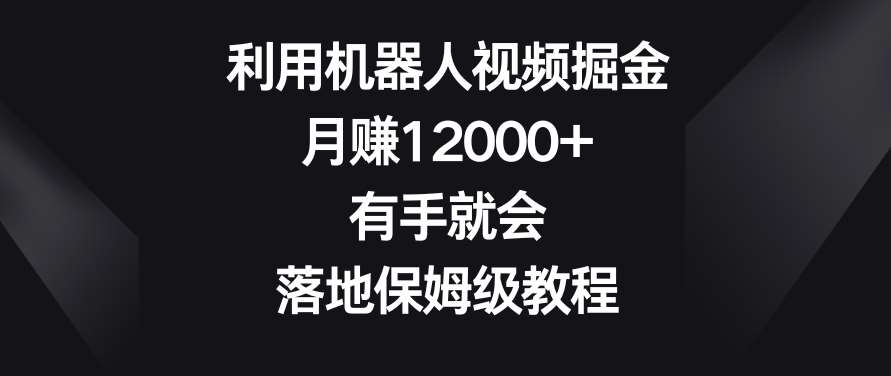 利用机器人视频掘金，月赚12000+，有手就会，落地保姆级教程【揭秘】网创库-网创项目资源站-副业项目-创业项目-搞钱项目网创库