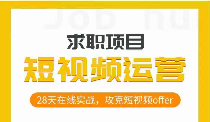 短视频运营求职实操项目，28天在线实战，攻克短视频offer网创库-网创项目资源站-副业项目-创业项目-搞钱项目网创库