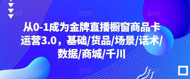 从0-1成为金牌直播橱窗商品卡运营3.0，基础/货品/场景/话术/数据/商城/千川网创库-网创项目资源站-副业项目-创业项目-搞钱项目网创库
