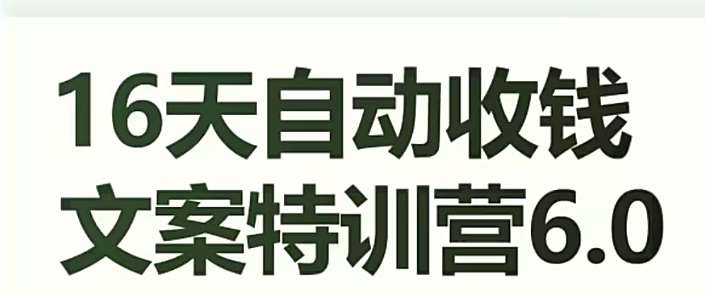 16天自动收钱文案特训营6.0,学会儿每天自动咔咔收钱网创库-网创项目资源站-副业项目-创业项目-搞钱项目网创库