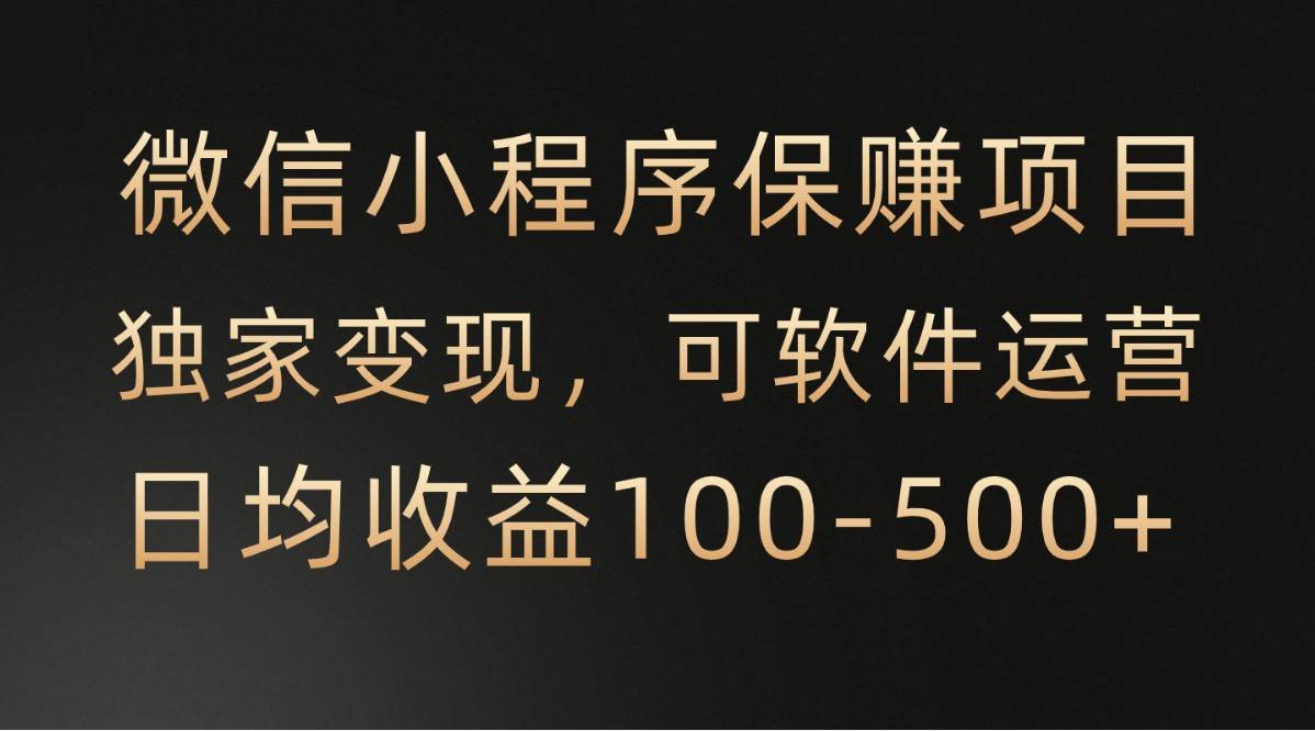微信小程序，腾讯保赚项目，可软件自动运营，日均100-500+收益有保障网创库-网创项目资源站-副业项目-创业项目-搞钱项目网创库