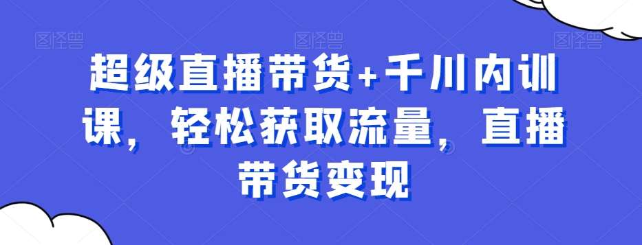 超级直播带货+千川内训课，轻松获取流量，直播带货变现网创库-网创项目资源站-副业项目-创业项目-搞钱项目网创库