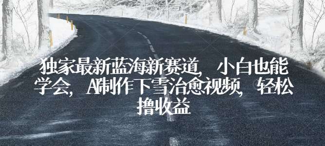 独家最新蓝海新赛道，小白也能学会，AI制作下雪治愈视频，轻松撸收益【揭秘】网创库-网创项目资源站-副业项目-创业项目-搞钱项目网创库
