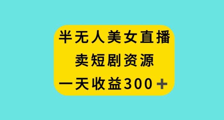 半无人美女直播，卖短剧资源，一天收益300+【揭秘】网创库-网创项目资源站-副业项目-创业项目-搞钱项目网创库