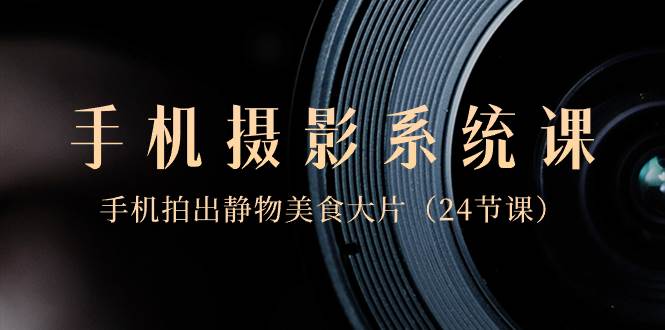 （8671期）0基础-手机摄影系统课，手机拍出静物美食大片（24节课）网创库-网创项目资源站-副业项目-创业项目-搞钱项目网创库