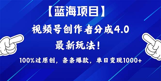（9777期）2024蓝海项目视频号，最新方法， 100%过原创，条条爆款，单日变现1K+，…网创库-网创项目资源站-副业项目-创业项目-搞钱项目网创库