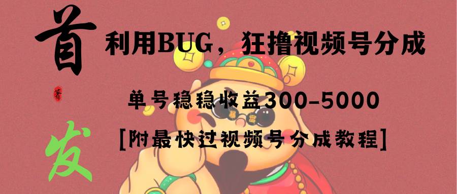 (8549期)全网独家首发,视频号BUG,超短期项目,单号每日净收益300-5000!网创库-网创项目资源站-副业项目-创业项目-搞钱项目网创库