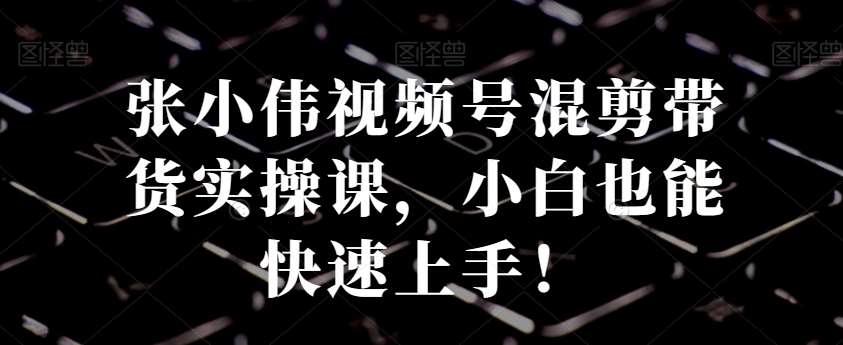 张小伟视频号混剪带货实操课，小白也能快速上手！网创库-网创项目资源站-副业项目-创业项目-搞钱项目网创库