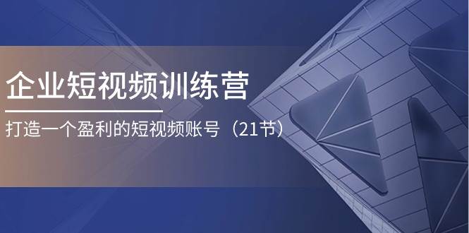 企业短视频训练营：打造一个盈利的短视频账号（21节）网创库-网创项目资源站-副业项目-创业项目-搞钱项目网创库