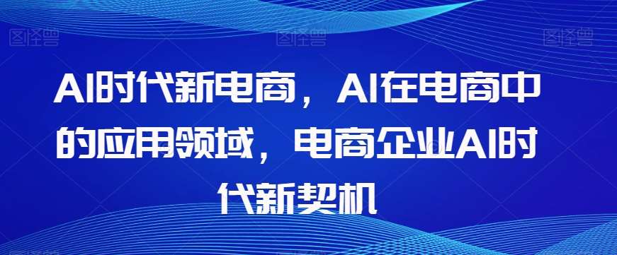 Al时代新电商，Al在电商中的应用领域，电商企业AI时代新契机网创库-网创项目资源站-副业项目-创业项目-搞钱项目网创库
