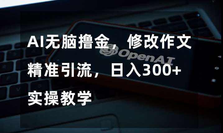 AI无脑撸金,修改作文精准引流,日入300+,实操教学【揭秘】网创库-网创项目资源站-副业项目-创业项目-搞钱项目网创库
