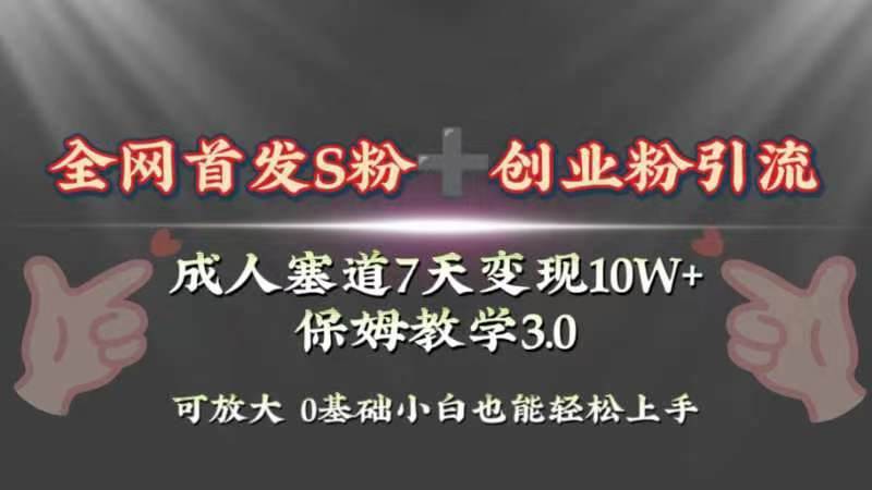 （8337期）全网首发s粉加创业粉引流变现，成人用品赛道7天变现10w+保姆教学3.0网创库-网创项目资源站-副业项目-创业项目-搞钱项目网创库