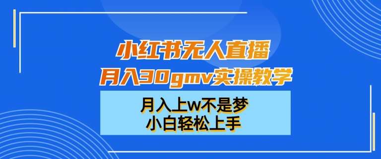 小红书无人直播月入30gmv实操教学，月入上w不是梦，小白轻松上手【揭秘】网创库-网创项目资源站-副业项目-创业项目-搞钱项目网创库