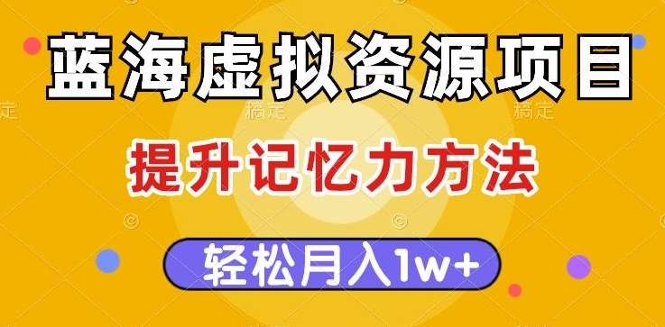 蓝海虚拟资源项目，提升记忆力方法，多种变现方式，轻松月入1w+【揭秘】网创库-网创项目资源站-副业项目-创业项目-搞钱项目网创库