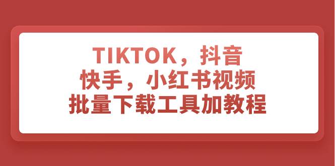 （7714期）TIKTOK，抖音，快手，小红书视频批量下载工具加教程网创库-网创项目资源站-副业项目-创业项目-搞钱项目网创库