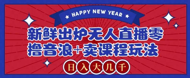 2024最新无人直播零撸音浪+卖课程玩法，日入大几千不是梦【揭秘】网创库-网创项目资源站-副业项目-创业项目-搞钱项目网创库