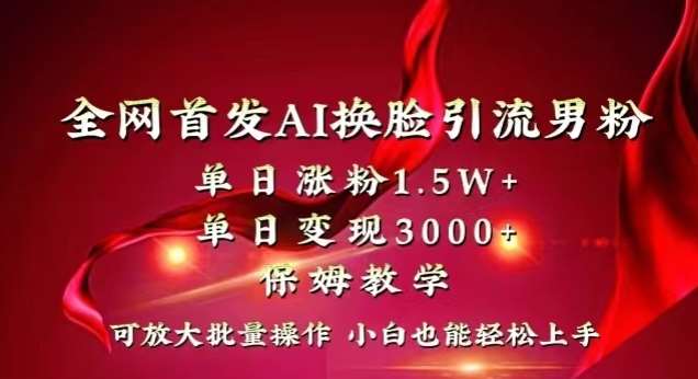 全网首发Ai换脸引流男粉,单日涨粉1.5w+,单日变现3000+,小白也能轻松上手拿结果【揭秘】网创库-网创项目资源站-副业项目-创业项目-搞钱项目网创库