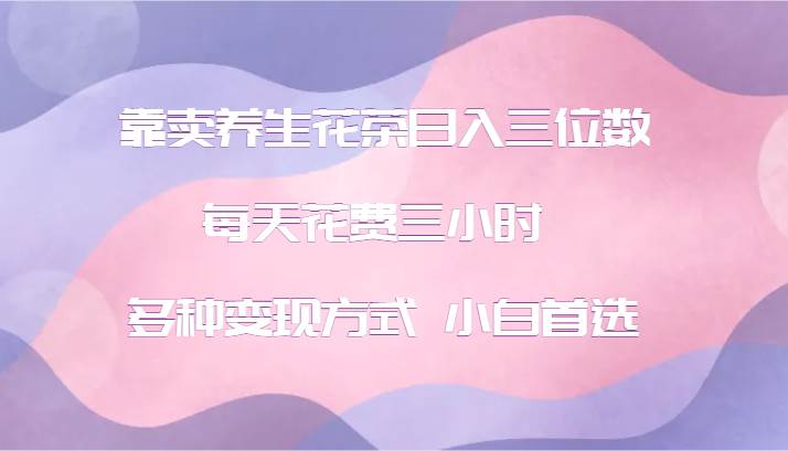 靠卖养生花茶日入三位数，每天花费三小时 多种变现方式 小白首选网创库-网创项目资源站-副业项目-创业项目-搞钱项目网创库