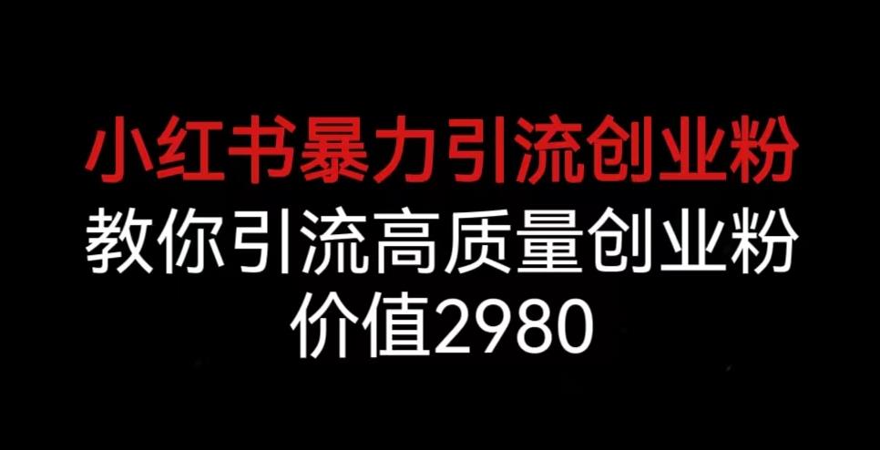 小红书暴力引流创业粉，教你引流高质量创业粉，价值2980【揭秘】网创库-网创项目资源站-副业项目-创业项目-搞钱项目网创库
