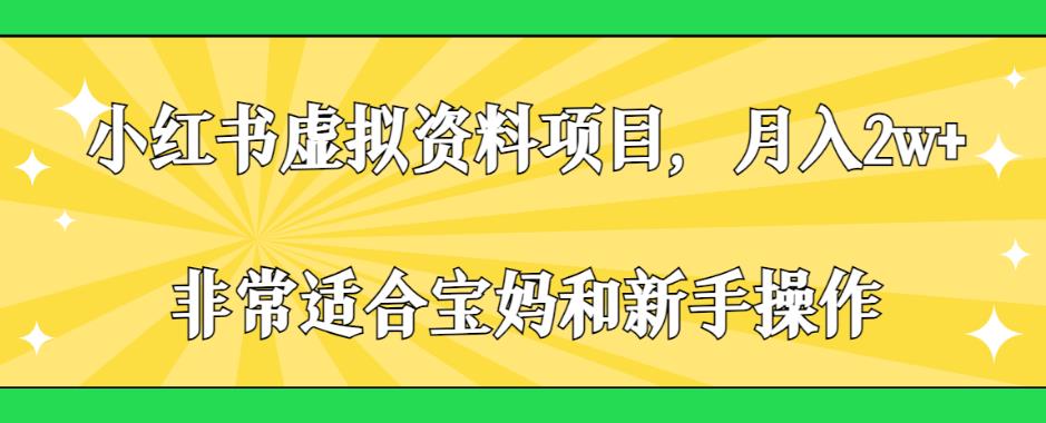 小红书虚拟资料项目,月入2w+,非常适合宝妈和新手操作【揭秘】网创库-网创项目资源站-副业项目-创业项目-搞钱项目网创库