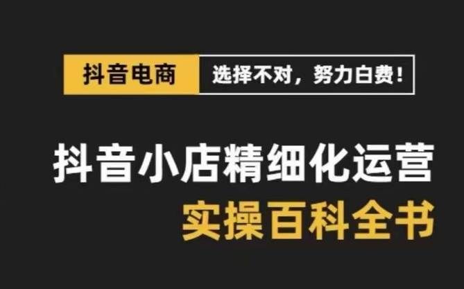 (8380期)抖音小店 精细化运营-百科全书,保姆级运营实战讲解(28节课)网创库-网创项目资源站-副业项目-创业项目-搞钱项目网创库