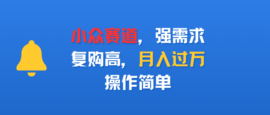 小众赛道，强需求，复购高，月入过万，操作简单网创库-网创项目资源站-副业项目-创业项目-搞钱项目网创吧
