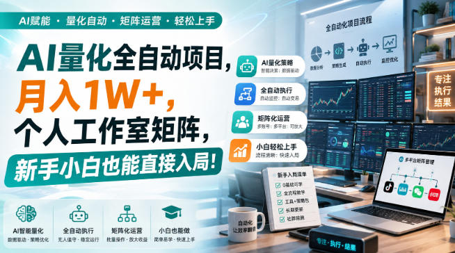 （20270期）AI黄金量化玩法，新手低成本入局的最佳跳板，月收益轻松万元！网创吧-网创项目资源站-副业项目-创业项目-搞钱项目网创吧